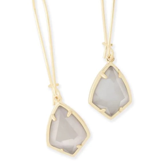 Kendra Scott Slate Cat's Eye Silver Cory Necklace & Carrine Earrings - Picture 13 of 15